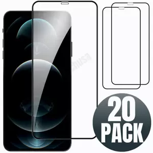 Lot of 20X For iPhone 12 11Pro Max Full Coverage Tempered Glass Screen Protector - Picture 1 of 13