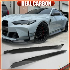 FOR BMW G82 G83 M4 2021-2024 REAL CARBON SIDE SKIRT EXTENSION LIP TRIM BODY KIT - Picture 1 of 19