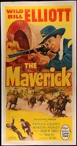 Original WILD BILL ELLIOT THE MAVERICK Linenbacked 3 Sheet 41x81 Phyllis Coates - Picture 1 of 1