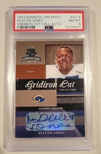2003 GRIDIRON KINGS GRIDIRON CUT COLLECTION #GC-4 DEACON JONES 79/100 PSA 8 AUTO - Bild 1 von 2