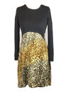 Zara Long Sleeve Black & Animal Print Dress Size -S (8-10)