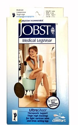 Meias de silicone femininas Jobst UltraSheer suporte de compressão de coxa 15-20 mmHg - Imagem 1 de 4