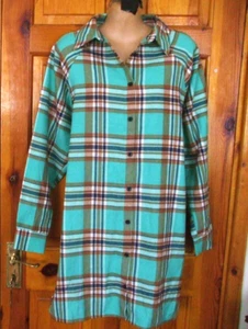 BOOHOO' BNWT GREEN CHECK OVERSIZED BRUSHED COTTON MINI SHIRT DRESS SIZE 8 - Picture 1 of 2