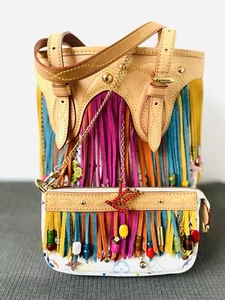 Louis Vuitton Bucket Monogram Franges Multicolor white+Pochette Murakami M40109 - Bild 1 von 24