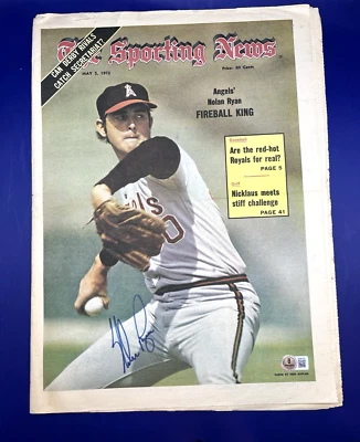 Nolan Ryan California Angels signed 1973 Sporting News (full issue) Beckett BAS - Image 1 of 4