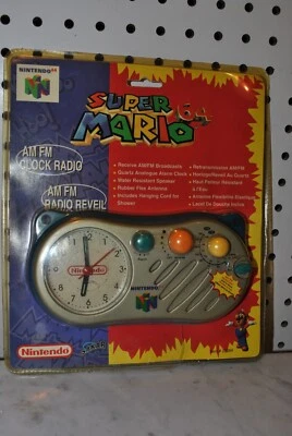 1998 SUPER MARIO 64 AM/FM CLOCK RADIO sealed Nintendo N64  package damage - Image 1 of 4