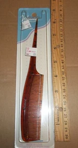 Vtg New Wilhold Rat Tail Hair Salon Comb Tortoise Shell - Picture 1 of 10