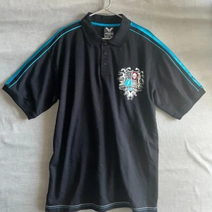 Avirex XL Black Blue Trim Polo Y2K Streetwear Crest Skull Hip-Hop Graphic Shirt - Picture 1 of 10