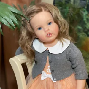 Bambola Reborn dipinta 30'' capelli radicati a mano bella bambina bambola fatta a mano - Foto 1 di 5