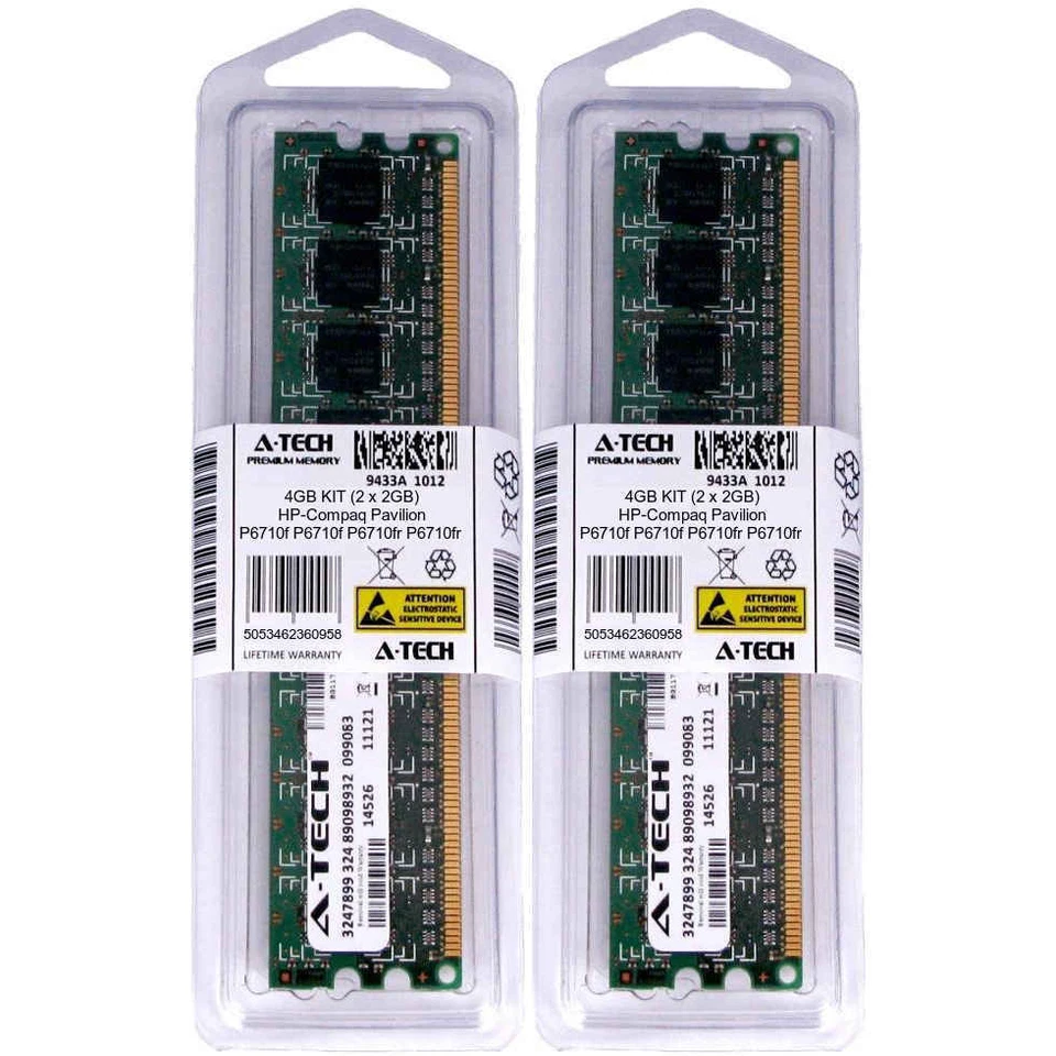 4GB KIT 2 x 2GB HP Compaq Pavilion P6710f P6710fr P6710t P6711f Ram Memory - Image 1 of 1