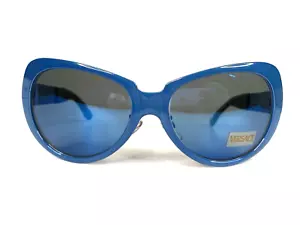 VERSACE VINTAGE GRIECHISCHE SCHLÜSSEL LEDER TEMPEL SONNENBRILLE POLARISIERT GLÄNZEND BLAU SCHWARZ - Bild 1 von 12