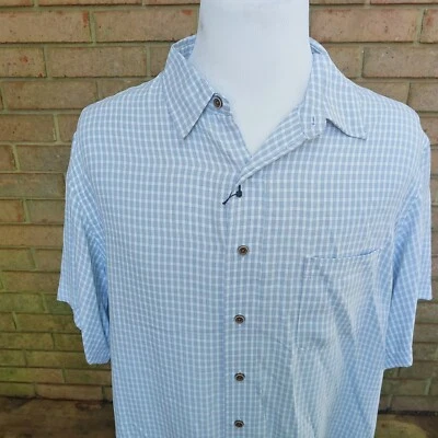 Camisa con botones Roundtree & Yorke para hombre talla XL gris azulado a rayas Foto 1 de 4