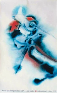Original Vintage Poster SKI WELTMEISTERSCHAFTEN 1974 ST.MORITZ - Bild 1 von 1