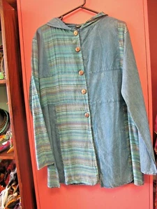 Pixie hood button up funky cotton XL jacket festival boho hippy gypsy SALE - Picture 1 of 4