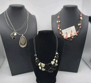 Lia Sophia Schmuck 3 Ketten 1 Halskette & Ohrring Set Draht Kordel Mixed Media - Bild 1 von 19