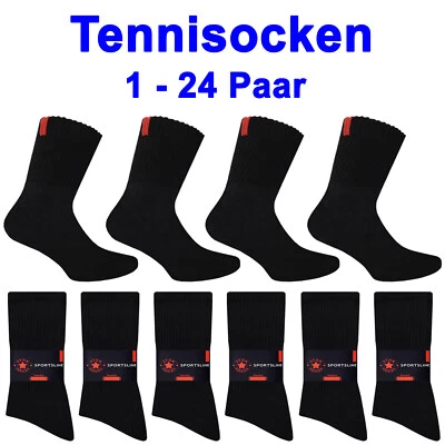 STAR SOCKS GERMANY 1-24 Socken schwarz Sport Baumwolle Frottee Tennis Gr. 35-38 39-42 43-46 47-49°°