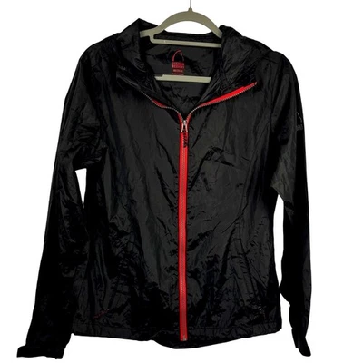 Chaqueta cortavientos Sierra Designs negra roja capucha ligera para mujer talla mediana Foto 1 de 4
