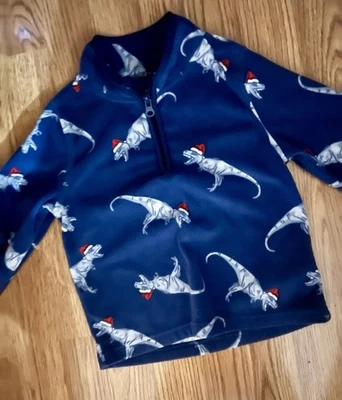 OshKosh B'Gosh ребенка ясельного возраста размер 4 мальчиков Рождество Dino флис пуловер толстовка темно-синий - Изображение 1 из 3