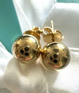 Tiffany & Co. 18k Gold 7mm Hardwear Ball Bead Earrings 750 original backings - Picture 1 of 9