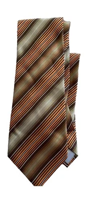 Corbata para Hombre Marquis Marrón Naranja Verde Blanco Rayas Retro Años 70’s 100% Seda Foto 1 de 2