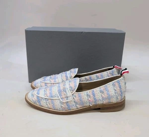 Zapatos Mocasines Thom Browne Cuadros Gasa Tweed Universitario Penny Con US 7.5 Azul (60933) - Imagen 1 de 14