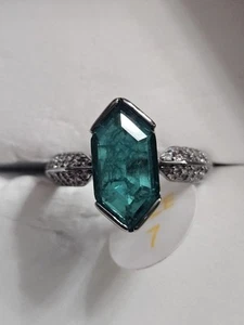 Bomb Party Ring Sz 7 May 2025 Blissful Blossom Lc Emerald Fused Quartz Hematite - Picture 1 of 4