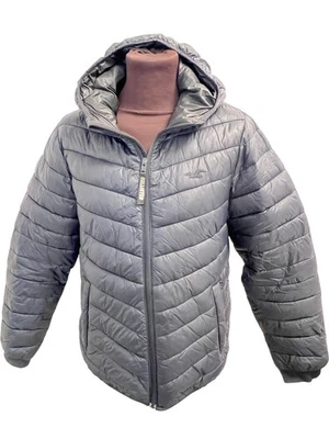 Hollister Puffer Jacket Grey Hooded Recycled Fill Size S T2182 LT571 - Image 1 of 4