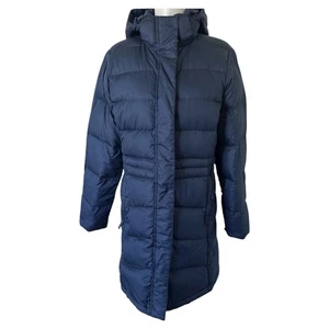 LL Bean ultrawarmer Daunenparka mit Kapuze gefütterter Mantel durchgehender Reißverschluss Damen klein blau - Bild 1 von 13