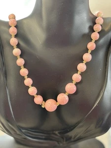 Vintage 1930s Czech Pink Glass Bead Necklace - For Repurposing,Needs Rethreading - Picture 1 of 4