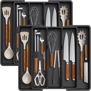 Lifewit Utensil Organizer for Kitchen Drawers, Expandable Cooking Black - Picture 1 of 8
