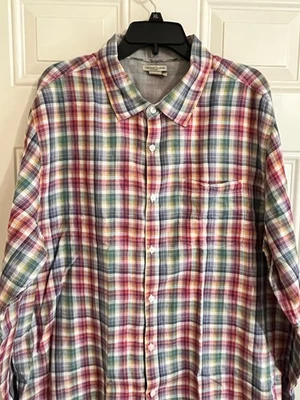 Рубашка карбоновая 2 кобальтовая мужская размер XL радужная клетчатая с длинным рукавом на пуговицах повседневная - Изображение 1 из 4