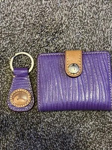 Portachiavi e porta carte di credito vintage Dooney&Bourke viola ottime condizioni - Foto 1 di 10