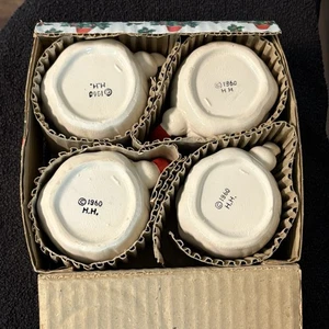 Juego de 4 tazas de Papá Noel guiñando un ojo de cerámica Holt Howard Japón 1960 de colección en caja original - Imagen 1 de 18