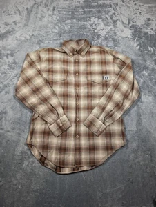 Wolverine Flame Resistant Shirt Mens Medium Brown Plaid FR Workwear HRC2 Button - Picture 1 of 7
