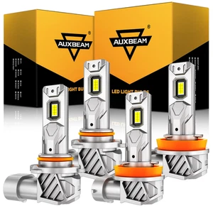 AUXBEAM H11 9005 LED Headlight Bulbs Kits High Low Beam 6500K 18000LM Canbus 1:1 - Picture 1 of 15