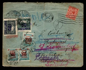 CZECHOSLOVAKIA 1924 COVER FROM GB, POSTAGE DUE MIXED HUNGARY /CZECH FRANKING - Picture 1 of 2