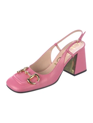 Gucci Horsebit Accent Leather Slingback pink pumps sz 38 - Image 1 of 4