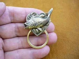  (E624) big large mouth Bass fish heart Eyeglass pin pendant ID badge holder - Picture 1 of 3