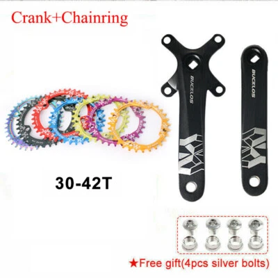 BUCKLOS 104bcd Bike Crank 30-42T Narrow Wide Single Chainring MTB Bike Crankset - Image 1 of 4