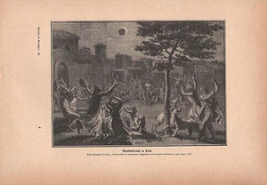 1903 ASTRONOMÍA IMPRESIÓN ALEMANA ~ ECLIPSE LUNAR EN PERÚ CEREMONIAS RELIGIOSAS - Imagen 1 de 1