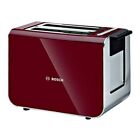 Bosch Styline TAT86104GB 2 Slot Stainless Steel Toaster steel, Red
