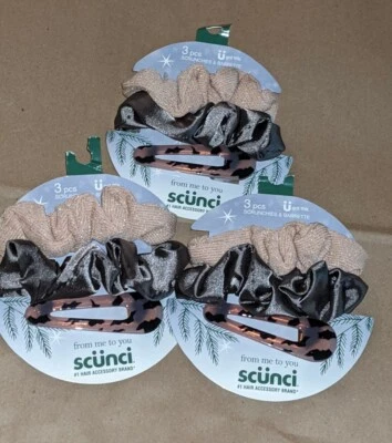 3 Lot NEW Scunci Holiday Sets, 3 Pieces Total~ Scrunchies & Barrettes - Image 1 of 3