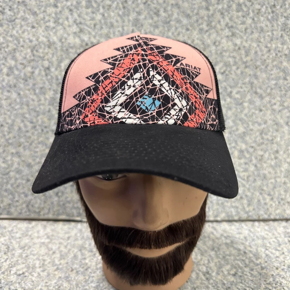 Ariat Azteca Rústico Alma Sombrero Adultos Rosa Malla Trasera Gorra Vaquero Occidental Rodeo Foto 1 de 4