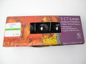 Vintage GKI Northern Lights C7 Christmas Lamp Bulbs, of 5 bulbs ,1 Box Red - Picture 1 of 4