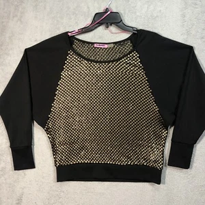 Issac Mizrahi New York Top Pailletten transparent Mesh Dolman Langarm Bluse Medium - Bild 1 von 6