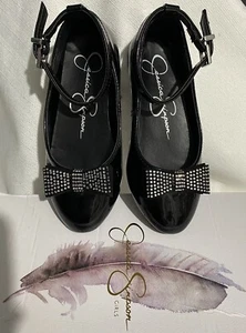 Jessica Simpson Little Girls Amy Bow Black Ballet Flats Size 12 EUC - Picture 1 of 11