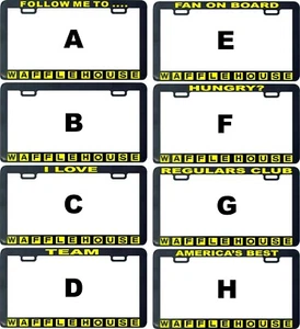 Waffle house sígueme fan de amor a bordo divertido etiqueta de soporte de marco de matrícula - Imagen 1 de 3