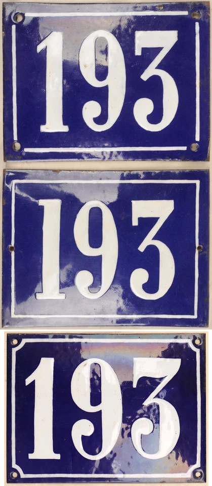Placa placa placa grande antiga azul casa francesa número 193 porta portão parede rua - Imagem 1 de 1