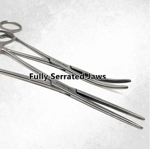 2 PEAN ROCHESTER HEMOSTAT FORCEPS 7.25" STRAIGHT + CURVED SURGICAL GERMAN STEEL - Picture 1 of 3