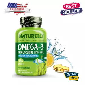 Omega 3 Fish Oil Capsules 3x Strength 1100mg EPA + DHA, Burpless 120 Softgels - Picture 1 of 8